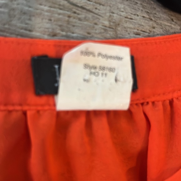 EUC J. Crew bib front orange blouse, sz 2 - Picture 4 of 5
